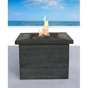English Elm Fibre Concrete Outdoor Fire Pit Table with Wood Grain Texture and Tank Storage B120P204209