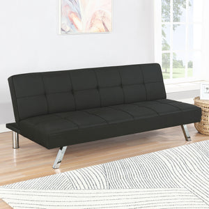 English Elm Joel Black Tufted Convertible Sofa Bed with Plush Upholstery, Metal Legs, Modern Durable Comfort B062P344955