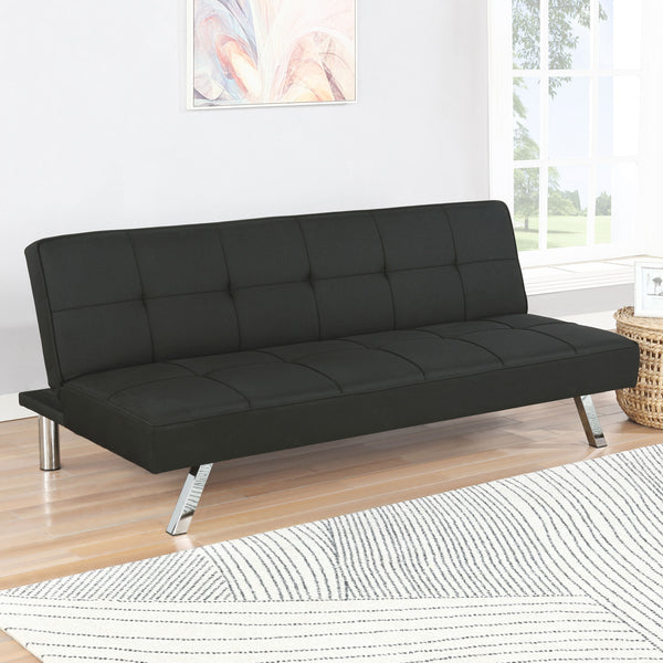 English Elm Joel Black Tufted Convertible Sofa Bed with Plush Upholstery, Metal Legs, Modern Durable Comfort B062P344955