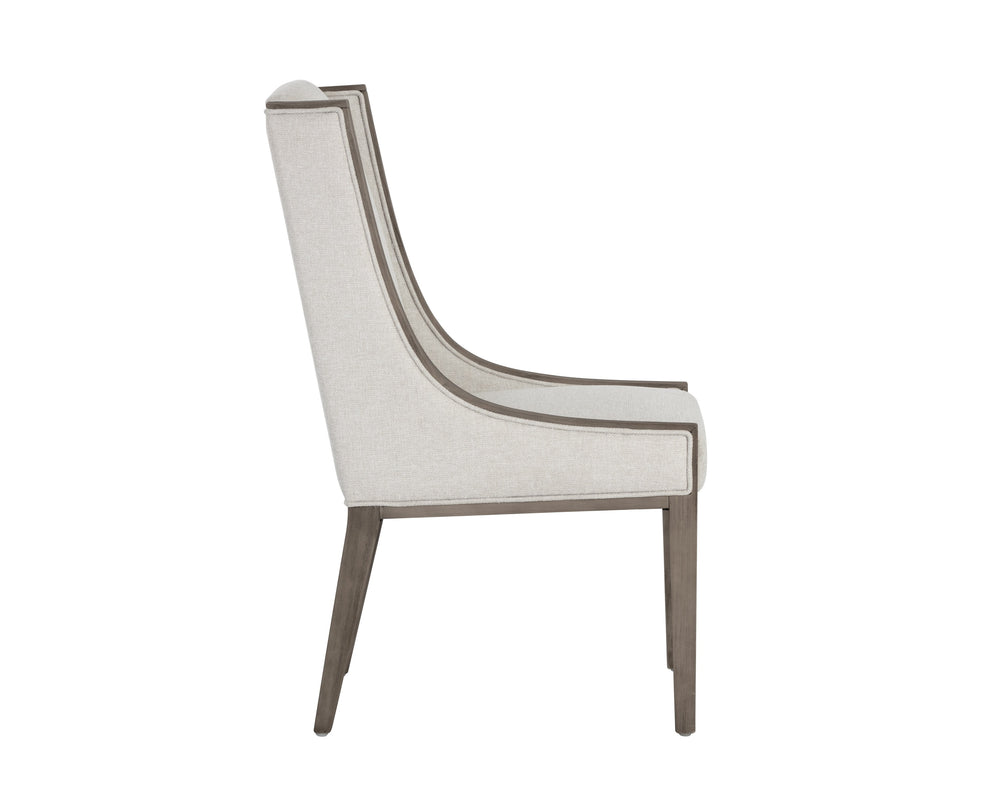 Sunpan Idalia Dining Chair - Elegant Wing Back Design with Contoured Silhouette for Timeless Dining Spaces Latte / Belfast Oatmeal