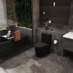 English Elm 1.1/1.6 Gpf Matte Black One-piece Toilet Ada Comfort Height Dual Flush Elongated Bowl T5287P464563