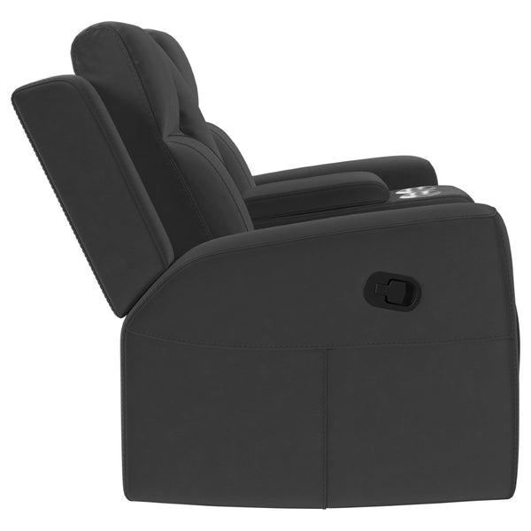 English Elm Slater Faux Leather Manual Reclining Sofa Set with Track Arms for Living Rooms Charcoal B062S01426