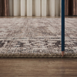 English Elm Majestic Traditional Brown Runner Rug Polyester Pile Jute Back High Traffic Hallway B186P428856