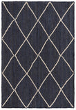 Unique Loom Braided Jute Trellis Hand Braided Solid Rug Navy Blue, Ivory 4' 1" x 6' 1"