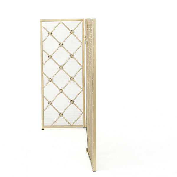 English Elm Christopher Knight Home® - FIRE Prater Iron Fireplace Screen - Black Finish Decorative Hearth Guard, Embers Protection, No Assembly Needed 61128.00GLD