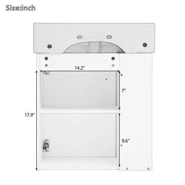 English Elm 21.6" Modern Floating Bathroom Vanity With Ceramic Sink & Open Shelving - Space-Saving Design! N729P170390E