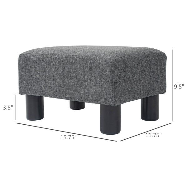 English Elm Homcom Compact Ottoman Foot Rest In Charcoal Gray Linen, Versatile Cube Stool For Modern Interiors W2225P217640