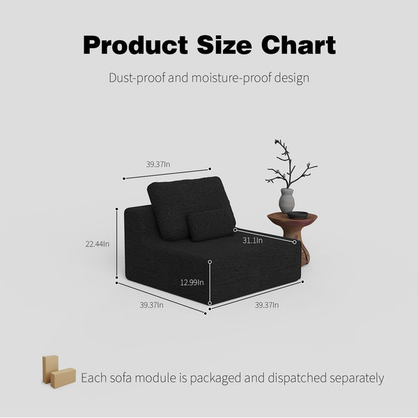 English Elm Oversized Modular Sectional Sofa with Plush Foam Support and Frameless Design for Cozy Lounging Black W3361P346254