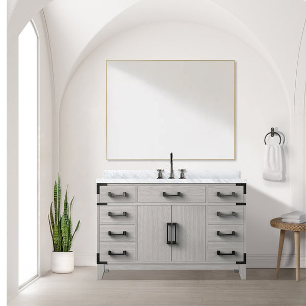English Elm White Oak Single Bath Vanity 48-in W x 22-in D — Solid Wood Frame, Soft-Close Drawers, Ample Storage B2731P259826