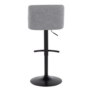 English Elm Toriano Adjustable Swivel Barstool Set of 2 — Mid-Century Padded Fabric Seat, Black Metal Base, Footrest Grey B202S01038