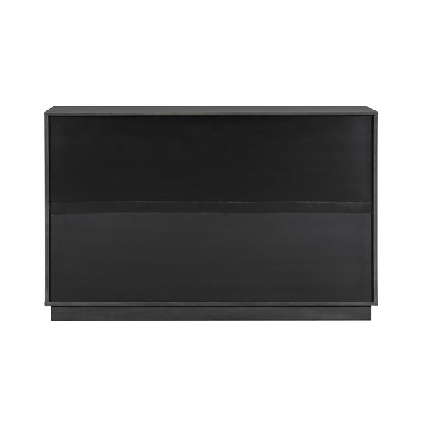 English Elm Christopher Knight Home® - Cabinet roomy storage console with 2 doors, 7 drawers, glass accents and manufactured wood build, large Black N780P330601B