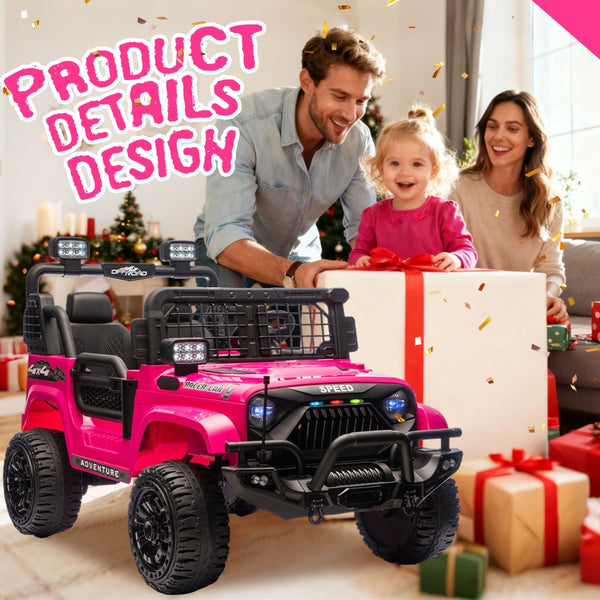 English Elm 24v Dual Motor Two Seat Kids Electric Ride on Car with Remote Control and Bluetooth Audio Pink W1578P305898