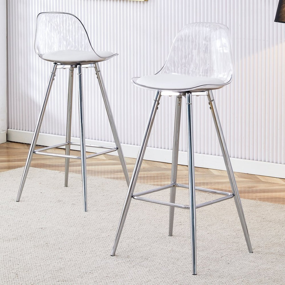English Elm Modern Pu Leather Upholstered Barstools with Slim Metal Legs for Kitchen Counter Seating W1151P154367