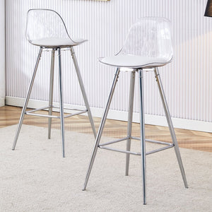 English Elm Modern Pu Leather Upholstered Barstools with Slim Metal Legs for Kitchen Counter Seating W1151P154367