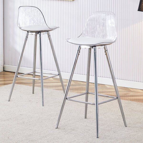 English Elm Modern Pu Leather Upholstered Barstools with Slim Metal Legs for Kitchen Counter Seating W1151P154367