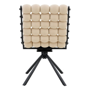 English Elm Set of 2 Dutch Velvet Bubble Backrest Dining Chairs with Sculptural Tufted Design Beige,Black W3875P370840