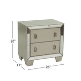 English Elm Contemporary 2 Drawers Nightstand In Silver