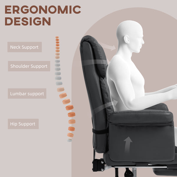 English Elm Homcom Ergonomic Executive Office Chair With Reclining Back, Footrest & Lumbar Support For Comfort W2225P250006
