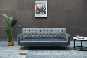 English Elm SOFA Velvet Convertible Sofa Bed with Golden Legs, Solid Wood Frame, Compact Design for Small Spaces Dark Gray B205P246433