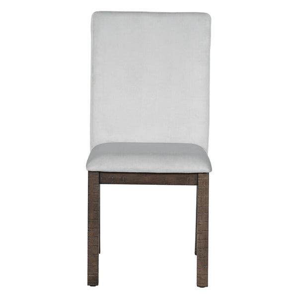 English Elm TOPMAX 7-Piece Extendable Dining Set with 12" Self-Hidden Butterfly Leaf and Upholstered Chairs, Distressed White Wire-Brushed Finish Brown SP000059AAD