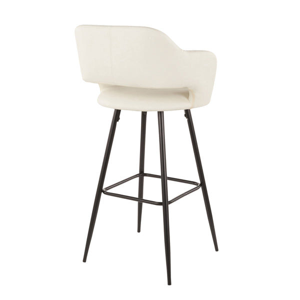 English Elm Margarite Set Of 2 Contemporary Barstools In Cream Faux Leather & Black Metal - Stylish Comfort! B202P222398