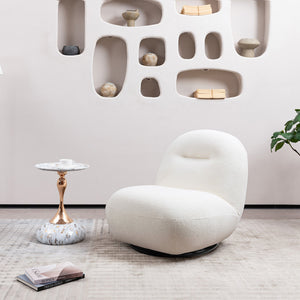 English Elm Luxury Modern Swivel Accent Chair with Ice Flower Velvet Upholstery, Ergonomic Plush Seat, Solid Wood Frame White W2664P256538