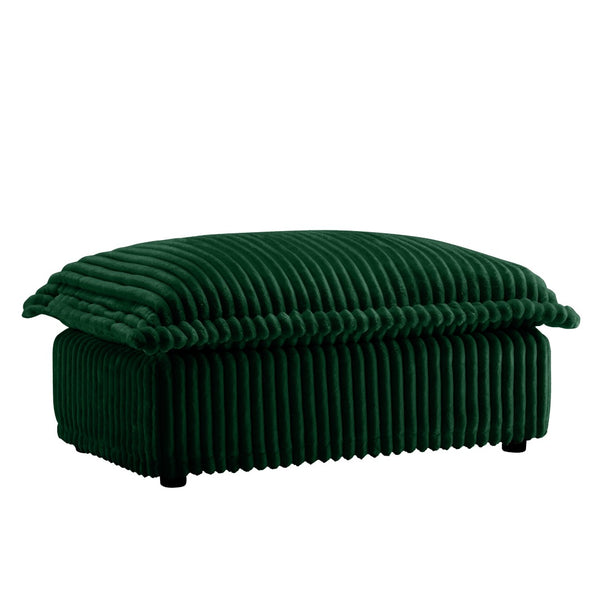 English Elm Koala Deep Seat Corduroy Ottoman Solid Wood Frame Washable Cover Living Room Green W3041P272942