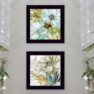 English Elm "sea Glass" Two Panel Coastal Framed Art Print with Black Wood Frame for Any Room B06788404