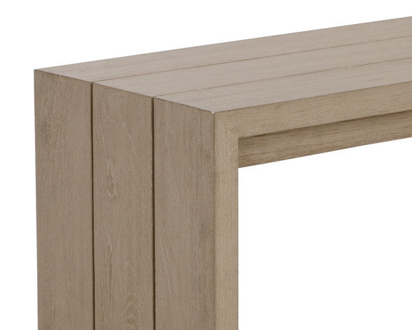 Sunpan Viga Bench - Elegant Solid Teak Wood Outdoor Seating with Waterfall Edge, Durable & Stylish Design Drift Brown