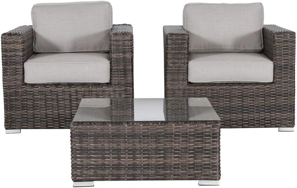 English Elm LSI 3-Piece Wicker Rattan Patio Sofa Set with Aluminum Frame, Water-Resistant Cushions, No-Assembly B120S00060
