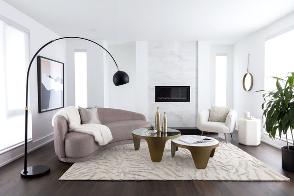 Sunpan Amara Lounge Chair – Bold Curved Frame with Gold Stainless Steel Legs for Modern Home Elegance Copenhagen White