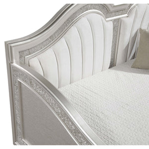 English Elm Aurelia Victorian Glam Twin Daybed in Silver Oak & Ivory with Faux Diamond Trim, Sculpted Upholstery B062S01248