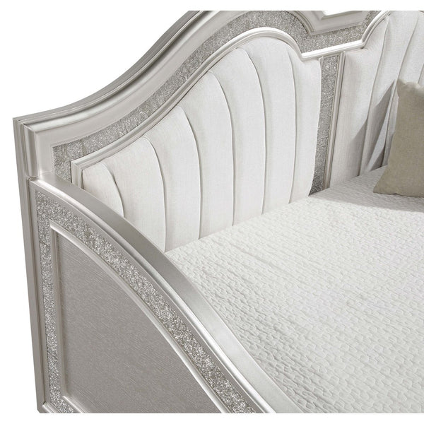 English Elm Aurelia Victorian Glam Twin Daybed in Silver Oak & Ivory with Faux Diamond Trim, Sculpted Upholstery B062S01248