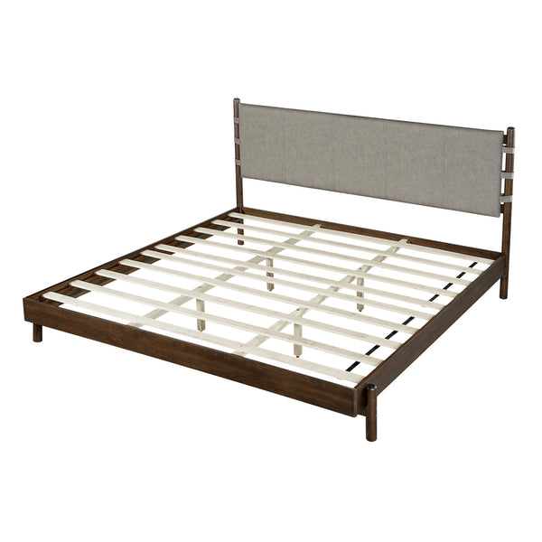 English Elm Christopher Knight Home® - Modern King Bed Frame Set with Two Nightstands, Sleek Wood Platform Bed with Headboard & Storage Drawers Light Gray,Walnut N770S498D97D98D