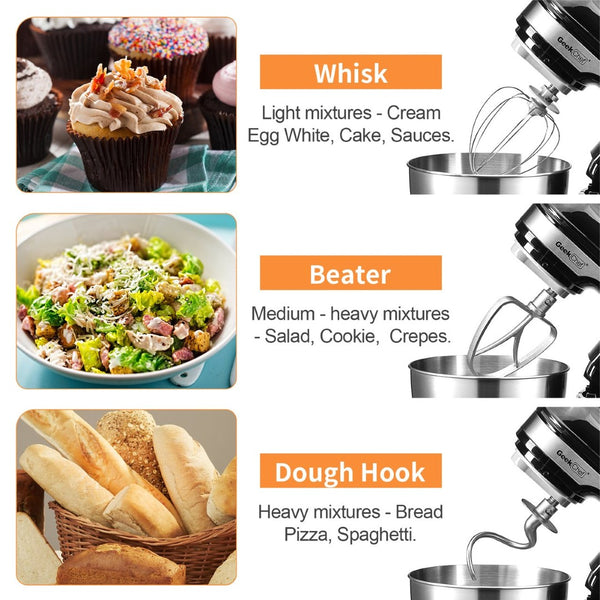 English Elm Geek Chef Tilt-head Stand Mixer Copper Motor Planetary Action 4.8qt Stainless Bowl Black W1002P416206