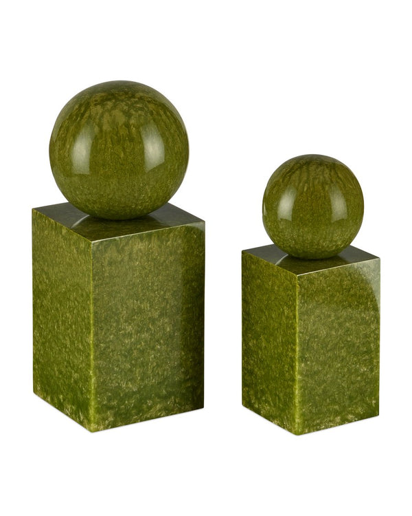 Currey & Company Nova Teal Object Set Of 2 - Stunning Modern Sculptures With Captivating Organic Patterns For Decor Green Composite 1200-1027-currey-company