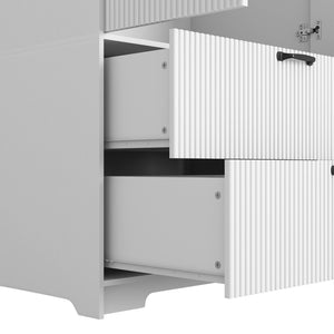English Elm 8 Drawer Tall Chest Slim Particleboard Build Smooth Gliding Storage for Bedroom Closet White W409S00009