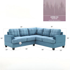 English Elm Glory Newbury G463B-SC Sectional Sofa - Compact PU Upholstery, Pocketed Coil Seats, Durable Frame Aqua Blue 49 L x 28.7 W x 16 H B078S00052