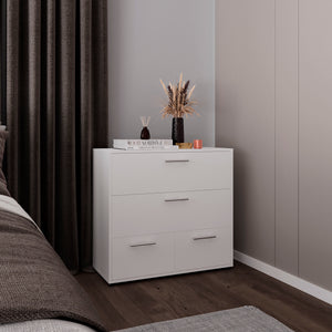 English Elm Alpine Wide Four Drawer Dresser in White Kronos Finish — Slim 31.5" Modern Storage, Smooth Glide B070P337079