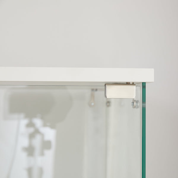 English Elm 4 Tier Glass Display Cabinet - Lockable, Mobile Showcase With 3 Acrylic Shelves For Home Or Office Decor W1668P241903