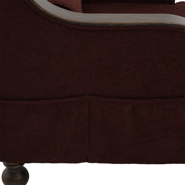 English Elm UNITED Oversized Chaise Lounge Sofa Bed with Solid Wood Arms, High-Resilience Foam, 800lb Capacity and Storage Pockets WINE RED W1568S00210