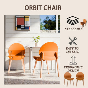 English Elm 4-PackTropical Orange Chairs with Solid Red Oak Legs, Ergonomic PP Seat, 330lb Strength, Easy-Clean W3450P322871