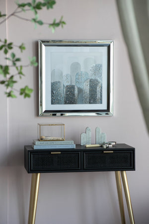 English Elm S/2 Kaiden Crystal Mirror Framed Wall Art - Striking Night & Day Design On Golden Background W2078P318309-GIGA