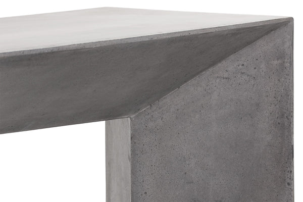 Sunpan Nomad Console Table – Stylish Grey Concrete Design with Unique Texture for Indoor & Covered Outdoor Spaces
