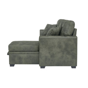 English Elm Sleeper Sectional Sofa with Pull Out Bed Storage Chaise Tufted Olive Fabric W5568S00036