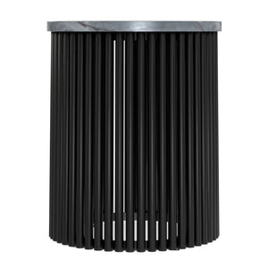 English Elm Demy Black Marble Accent Table with Sturdy Slatted Metal Base, Compact Round End Table (21.3") B136P361857