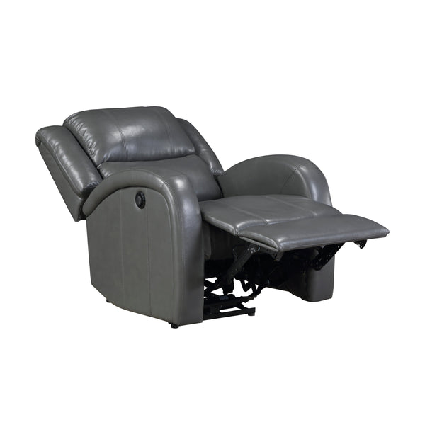 English Elm Modern Power Reclining Chair In Gray Faux Leather - Plush Comfort, Solid Wood Frame, Ergonomic Design B011P256236