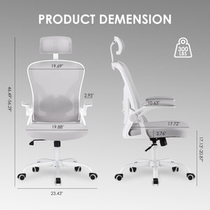 English Elm Ergonomic Office Chair With Adjustable Headrest & Lumbar Support, High-Back Mesh Design For Comfort T3623P380921