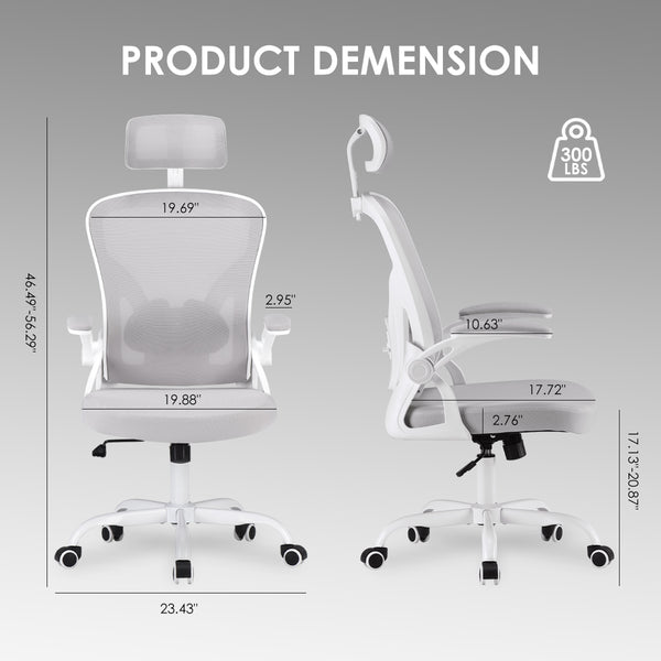 English Elm Ergonomic Office Chair With Adjustable Headrest & Lumbar Support, High-Back Mesh Design For Comfort T3623P380921