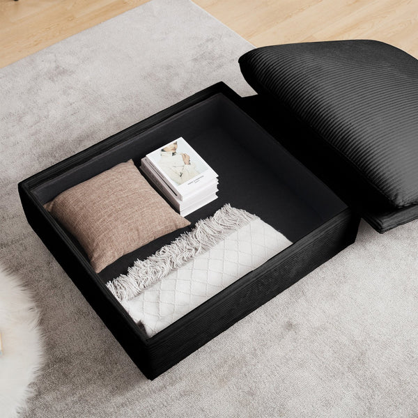 English Elm Modern Sofa Corduroy 2-Seater with Deep Seats & Armrests, Modular Comfort for Apartment Living Room Black W714S00846